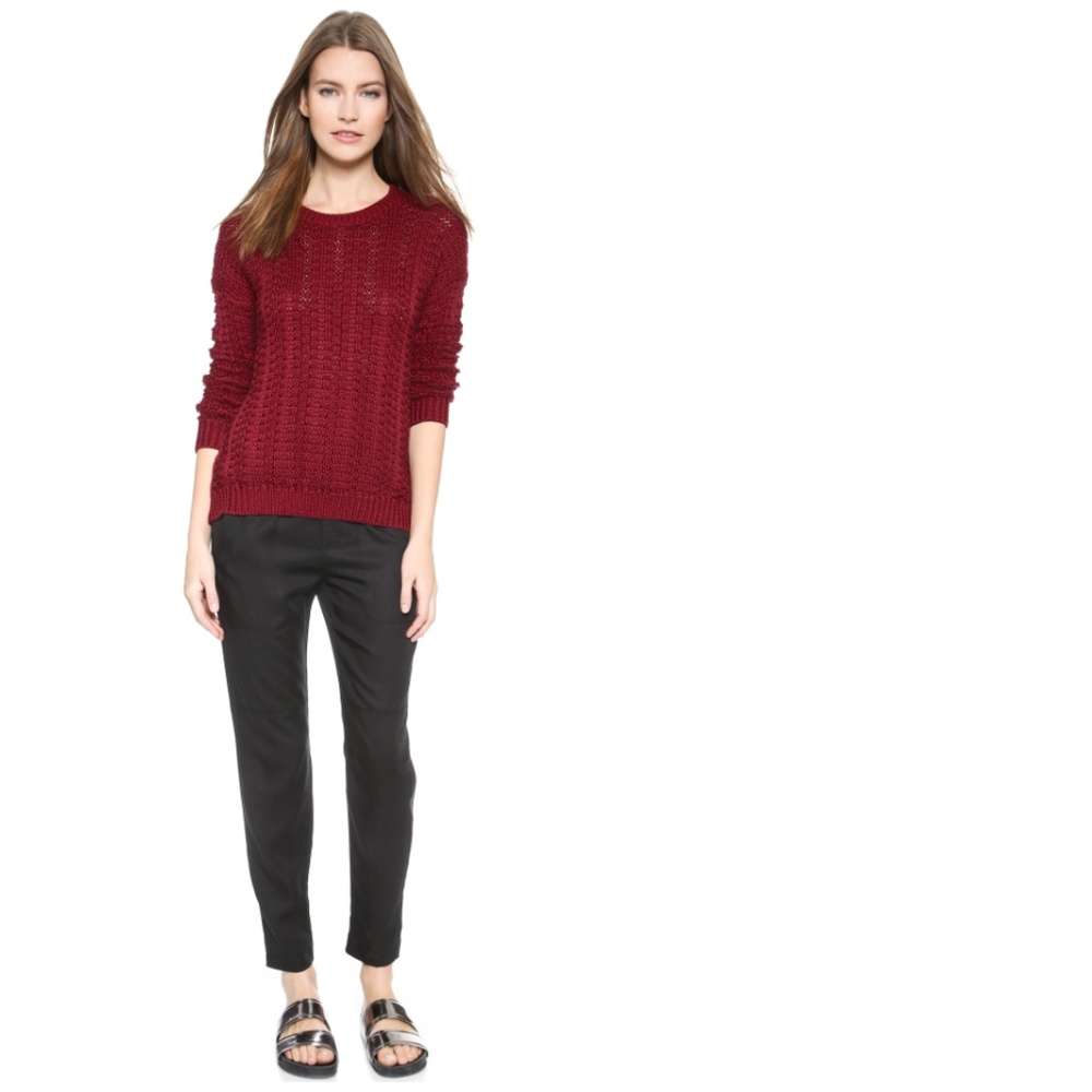 VINCE Cotton OPEN WEAVE Sweater  NWT $400 XS Berry RARE - Picture 5 of 7